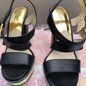 michael kors shoes 8.5 Platform Gold Trims